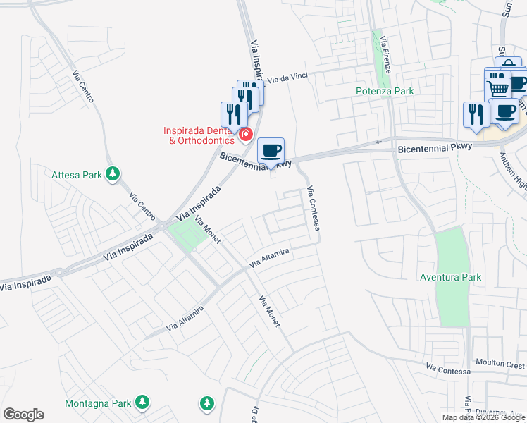 map of restaurants, bars, coffee shops, grocery stores, and more near 3244 Timorasso Avenue in Henderson