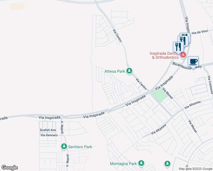 map of restaurants, bars, coffee shops, grocery stores, and more near 3525 Serravalle Lane in Henderson