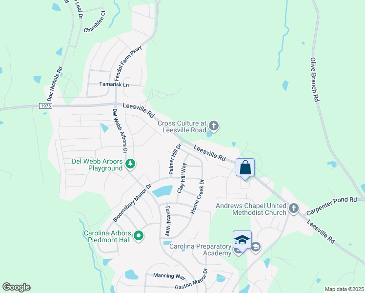 map of restaurants, bars, coffee shops, grocery stores, and more near 1812 Horne Creek Drive in Durham