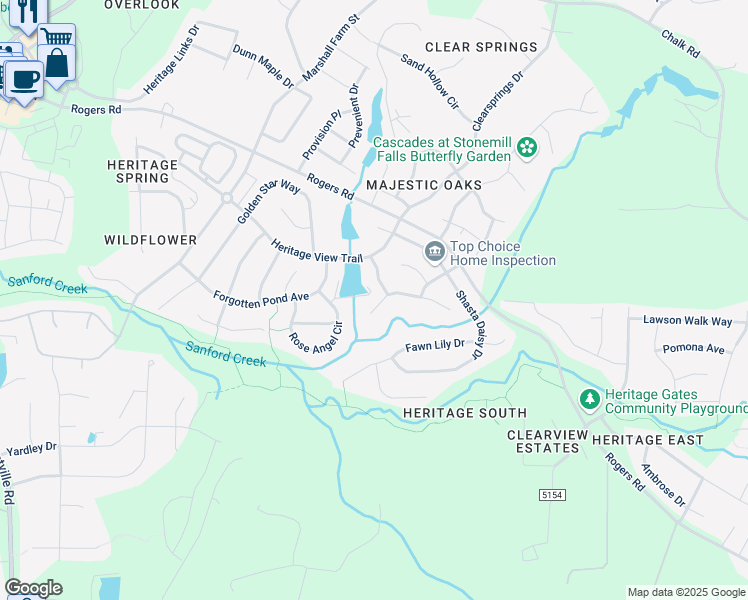 map of restaurants, bars, coffee shops, grocery stores, and more near 1113 Little Turtle Way in Wake Forest
