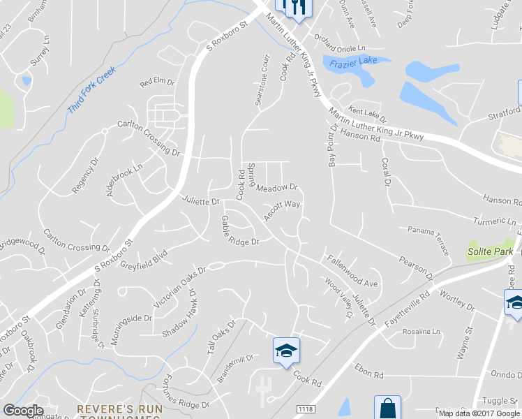 map of restaurants, bars, coffee shops, grocery stores, and more near 11 Woodward Lane in Durham