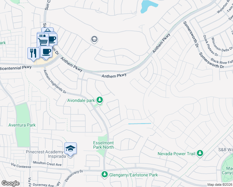 map of restaurants, bars, coffee shops, grocery stores, and more near 2424 Tyneside Street in Henderson
