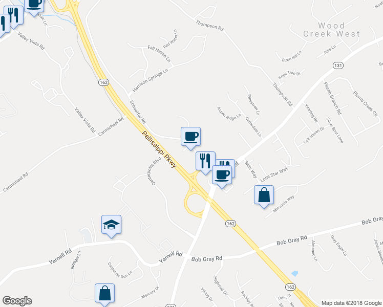map of restaurants, bars, coffee shops, grocery stores, and more near 1701 Schaeffer Road in Knoxville
