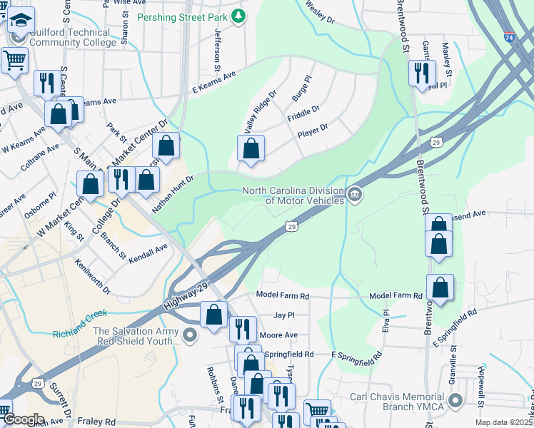 map of restaurants, bars, coffee shops, grocery stores, and more near 308 Ardale Drive in High Point