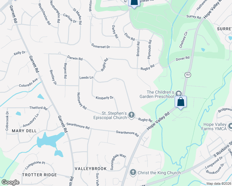 map of restaurants, bars, coffee shops, grocery stores, and more near 55 Kimberly Drive in Durham