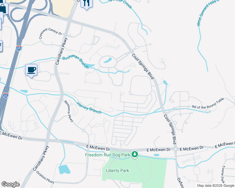 map of restaurants, bars, coffee shops, grocery stores, and more near 250 Keswick Grove Lane in Franklin