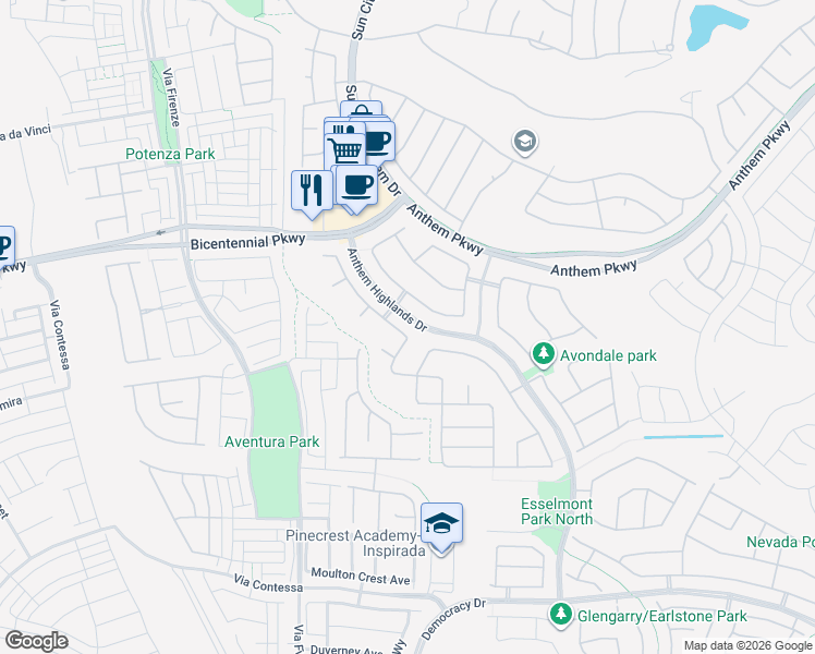 map of restaurants, bars, coffee shops, grocery stores, and more near 2455 Blair Castle Street in Henderson