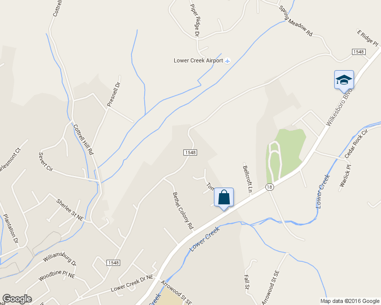 map of restaurants, bars, coffee shops, grocery stores, and more near Wildwood Road in Lenoir