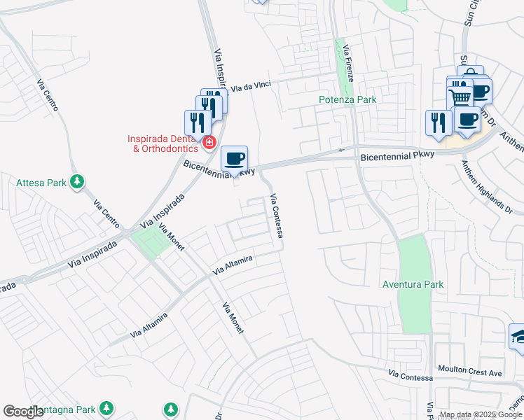 map of restaurants, bars, coffee shops, grocery stores, and more near 3192 Timorasso Avenue in Henderson