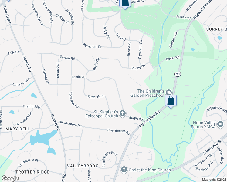 map of restaurants, bars, coffee shops, grocery stores, and more near 55 Kimberly Drive in Durham