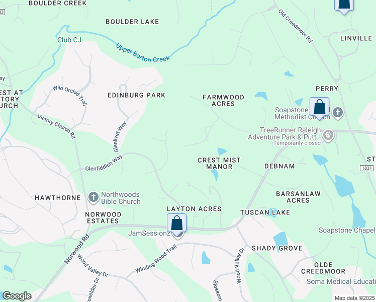 map of restaurants, bars, coffee shops, grocery stores, and more near 11005 Eaglerock Drive in Raleigh