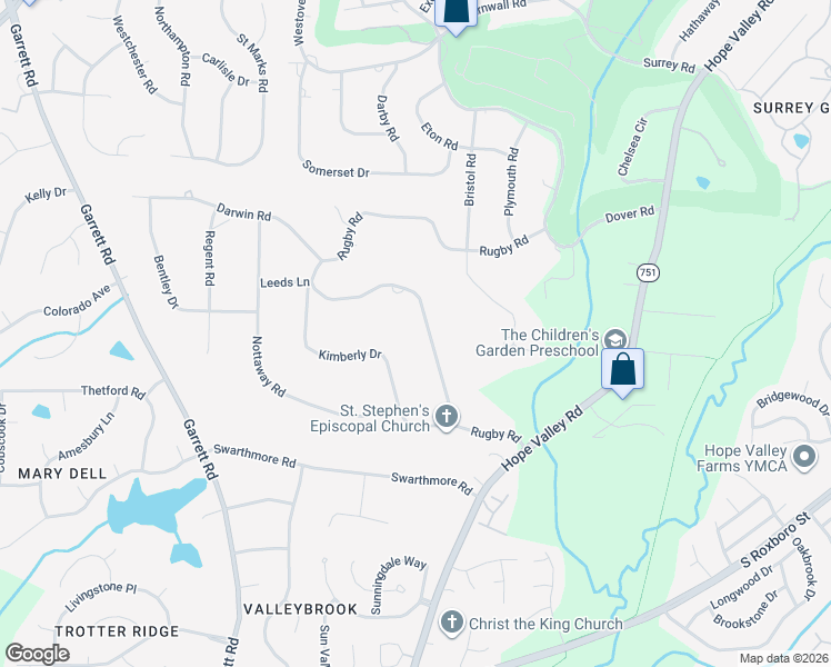 map of restaurants, bars, coffee shops, grocery stores, and more near 55 Kimberly Drive in Durham