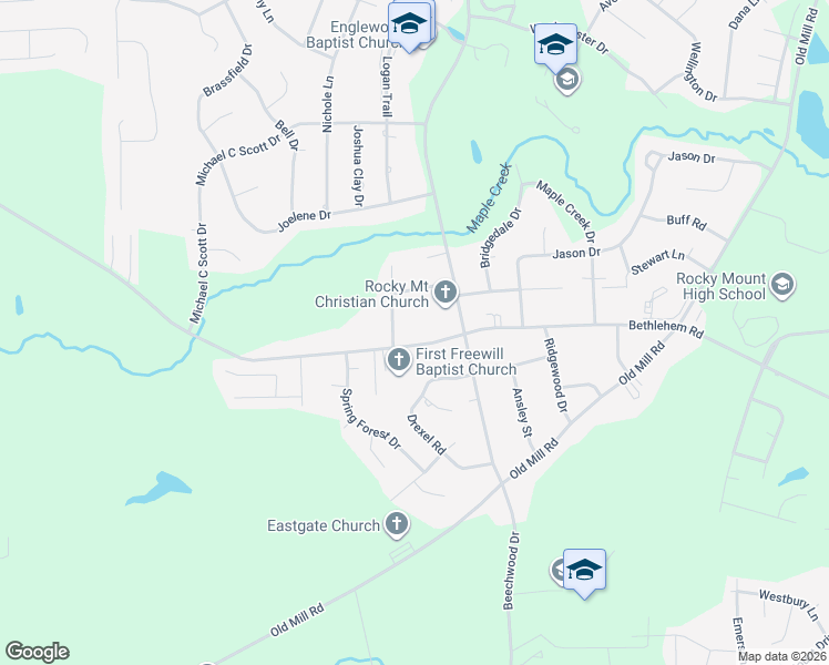 map of restaurants, bars, coffee shops, grocery stores, and more near 925 Pamela Lane in Rocky Mount