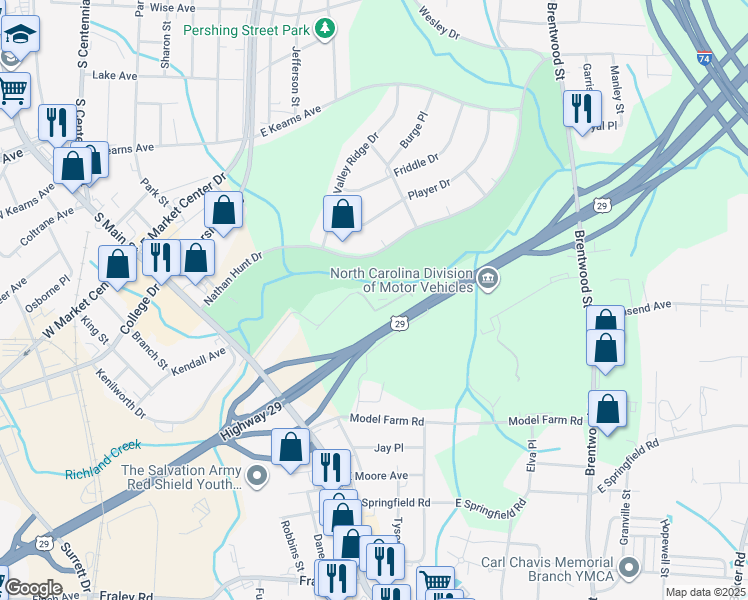 map of restaurants, bars, coffee shops, grocery stores, and more near 308 Ardale Drive in High Point