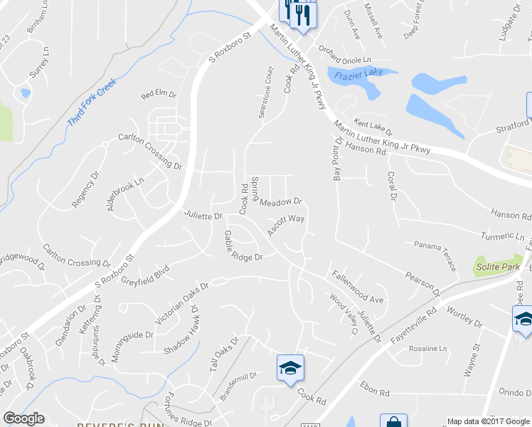 map of restaurants, bars, coffee shops, grocery stores, and more near 10 Woodward Lane in Durham