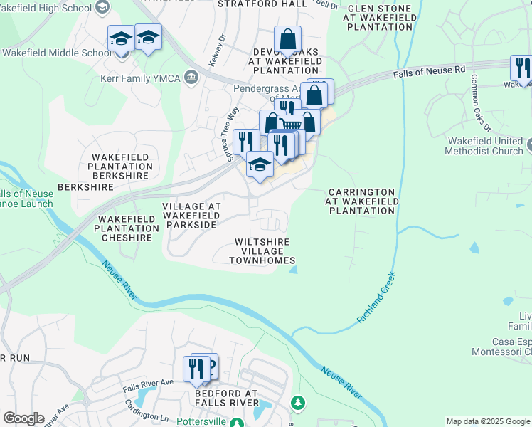 map of restaurants, bars, coffee shops, grocery stores, and more near 2621 Garden Knoll Lane in Raleigh