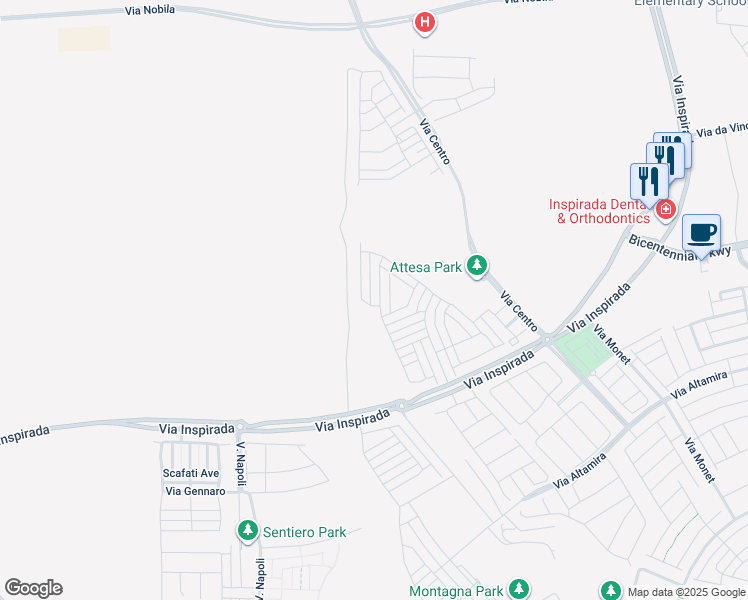 map of restaurants, bars, coffee shops, grocery stores, and more near 2447 Padulle Place in Henderson