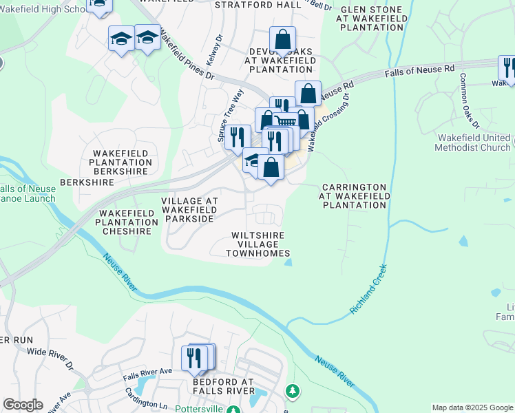 map of restaurants, bars, coffee shops, grocery stores, and more near 2615 Garden Knoll Lane in Raleigh