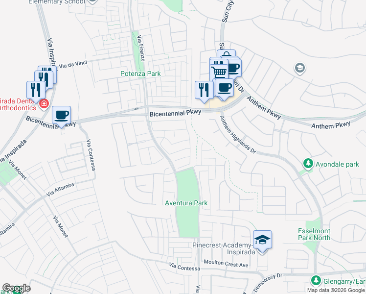 map of restaurants, bars, coffee shops, grocery stores, and more near 3042 Scenic Rhyme Avenue in Henderson
