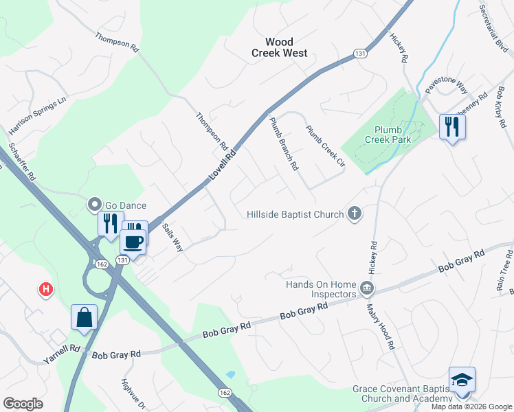 map of restaurants, bars, coffee shops, grocery stores, and more near 10440 Meltabarger Lane in Knoxville
