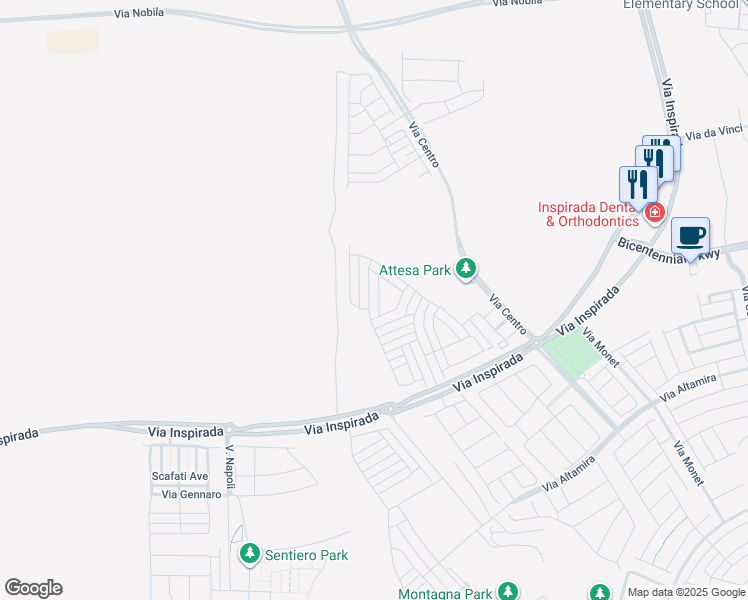 map of restaurants, bars, coffee shops, grocery stores, and more near 2444 Padulle Place in Henderson