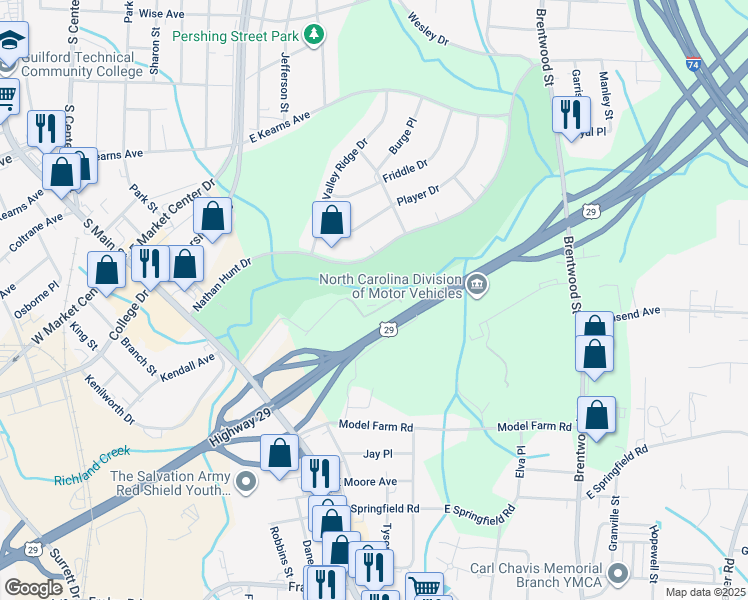 map of restaurants, bars, coffee shops, grocery stores, and more near 308 Ardale Drive in High Point