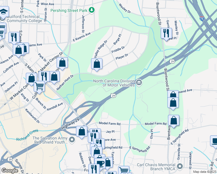 map of restaurants, bars, coffee shops, grocery stores, and more near 308 Ardale Drive in High Point
