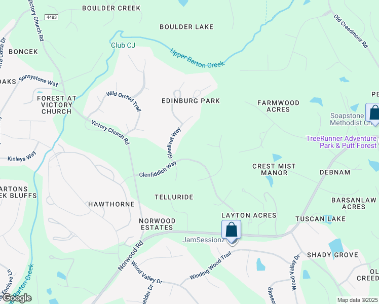 map of restaurants, bars, coffee shops, grocery stores, and more near 5716 Glenfiddich Way in Raleigh