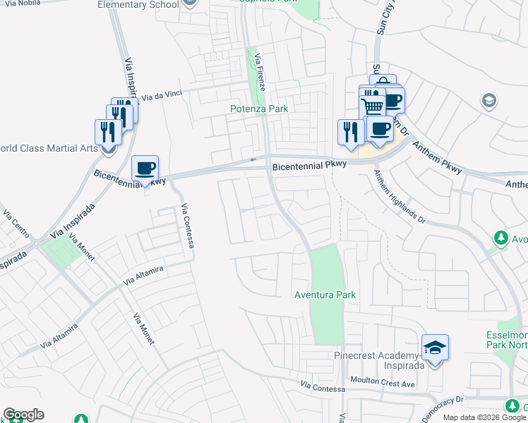 map of restaurants, bars, coffee shops, grocery stores, and more near 3110 Apecchio Avenue in Henderson