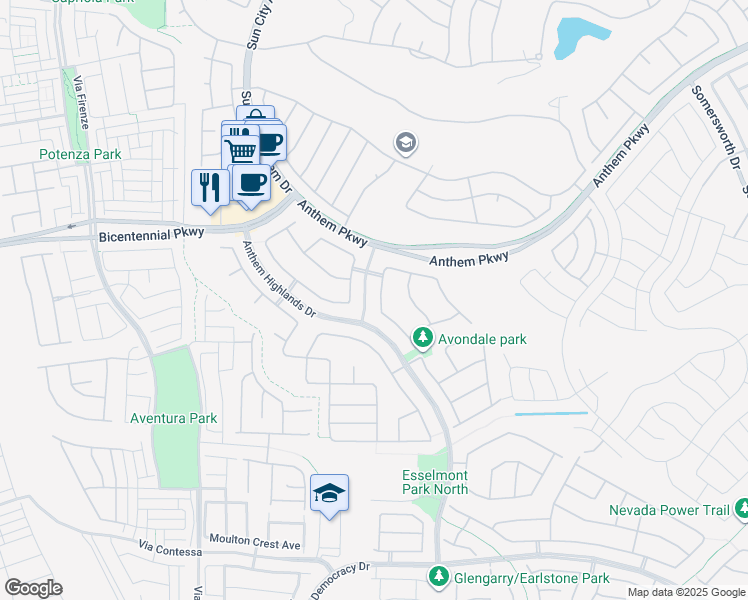 map of restaurants, bars, coffee shops, grocery stores, and more near 2391 Antrim Irish Dr in Henderson