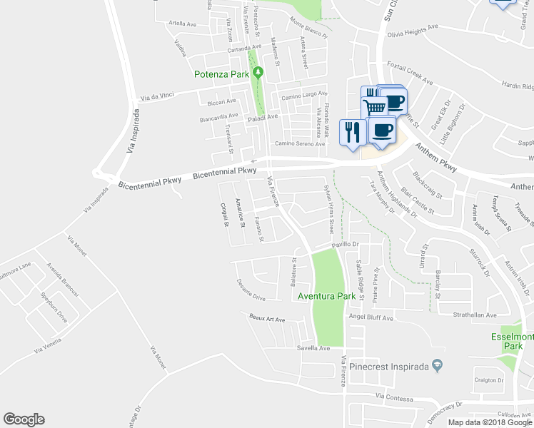 map of restaurants, bars, coffee shops, grocery stores, and more near 3110 Apecchio Avenue in Henderson