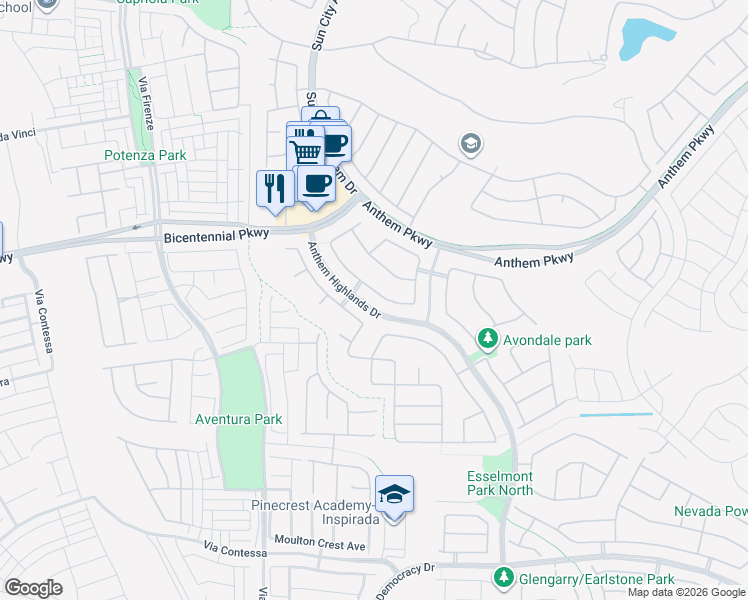 map of restaurants, bars, coffee shops, grocery stores, and more near 2459 Blair Castle Street in Henderson