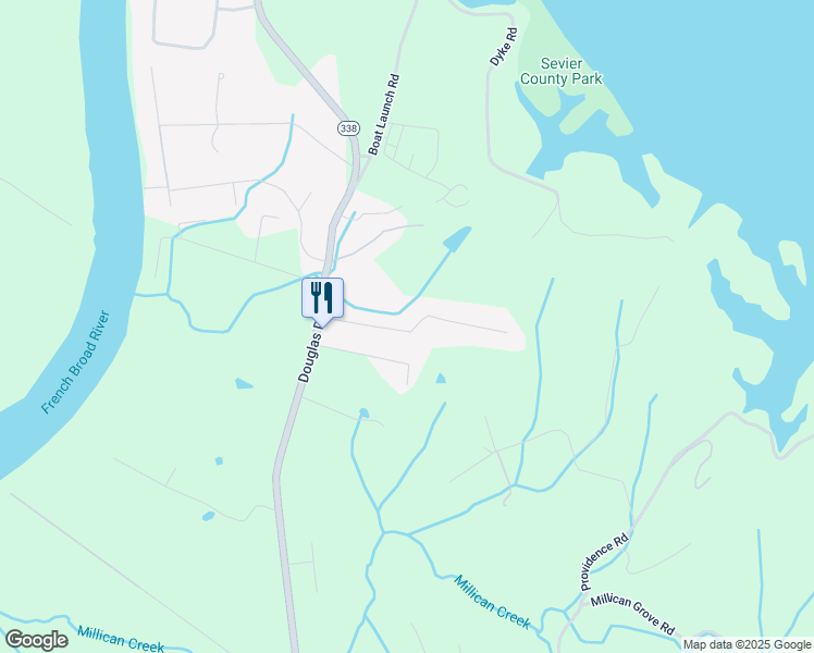 map of restaurants, bars, coffee shops, grocery stores, and more near 1339 Willow Creek Lane in Pigeon Forge