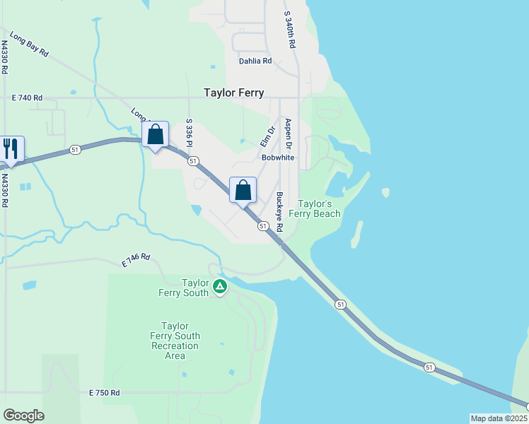 map of restaurants, bars, coffee shops, grocery stores, and more near 33923 Oklahoma 51 in Wagoner
