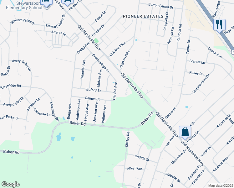map of restaurants, bars, coffee shops, grocery stores, and more near 433 Hardee Avenue in Smyrna