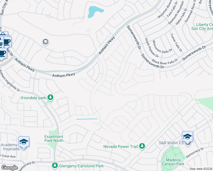 map of restaurants, bars, coffee shops, grocery stores, and more near 2350 Peaceful Sky Drive in Henderson