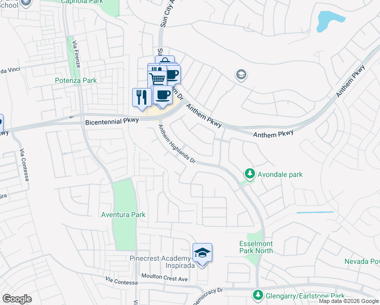 map of restaurants, bars, coffee shops, grocery stores, and more near 2455 Blair Castle Street in Henderson