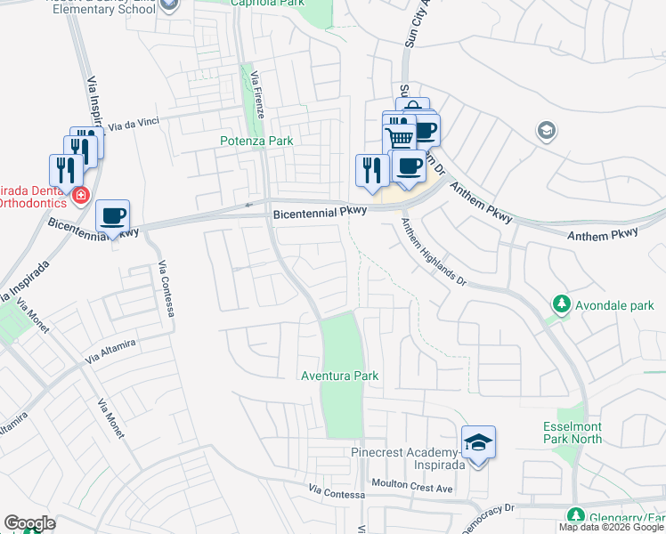 map of restaurants, bars, coffee shops, grocery stores, and more near 3041 Echoed Rondel Ln in Henderson