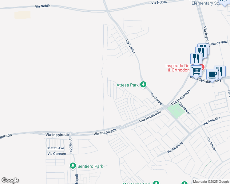 map of restaurants, bars, coffee shops, grocery stores, and more near 2436 Padulle Place in Henderson