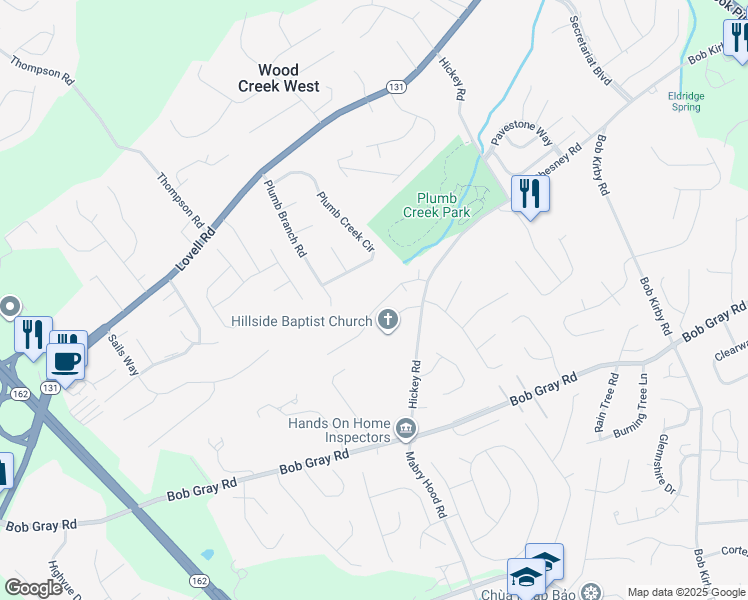 map of restaurants, bars, coffee shops, grocery stores, and more near 10241 Boston Lane in Knoxville