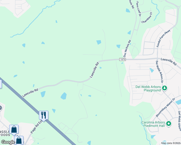 map of restaurants, bars, coffee shops, grocery stores, and more near 5211 Leesville Road in Durham