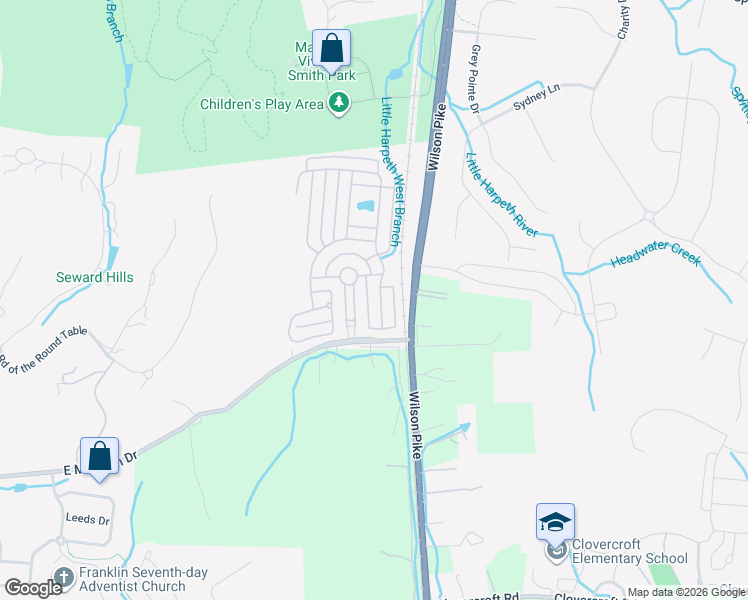 map of restaurants, bars, coffee shops, grocery stores, and more near 129 Pennystone Circle in Franklin