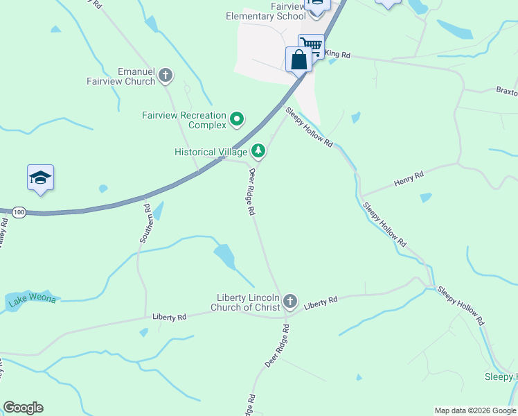 map of restaurants, bars, coffee shops, grocery stores, and more near 7133 Deer Ridge Road in Fairview