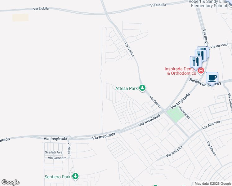 map of restaurants, bars, coffee shops, grocery stores, and more near 2428 Bagnara Pl in Henderson