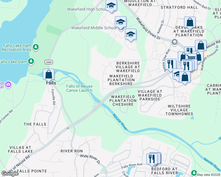 map of restaurants, bars, coffee shops, grocery stores, and more near 2108 Covered Bridge Court in Raleigh