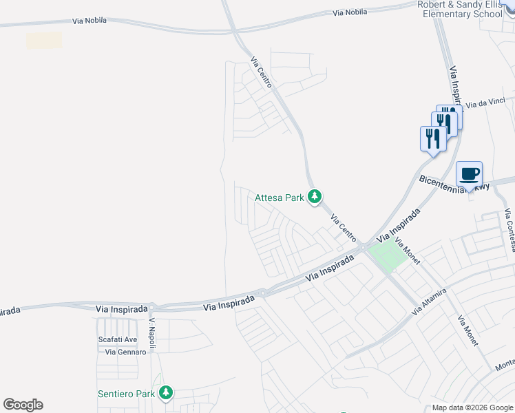 map of restaurants, bars, coffee shops, grocery stores, and more near 2426 Bagnara Pl in Henderson