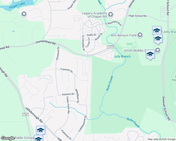 map of restaurants, bars, coffee shops, grocery stores, and more near 508 Claremont Drive in Chapel Hill