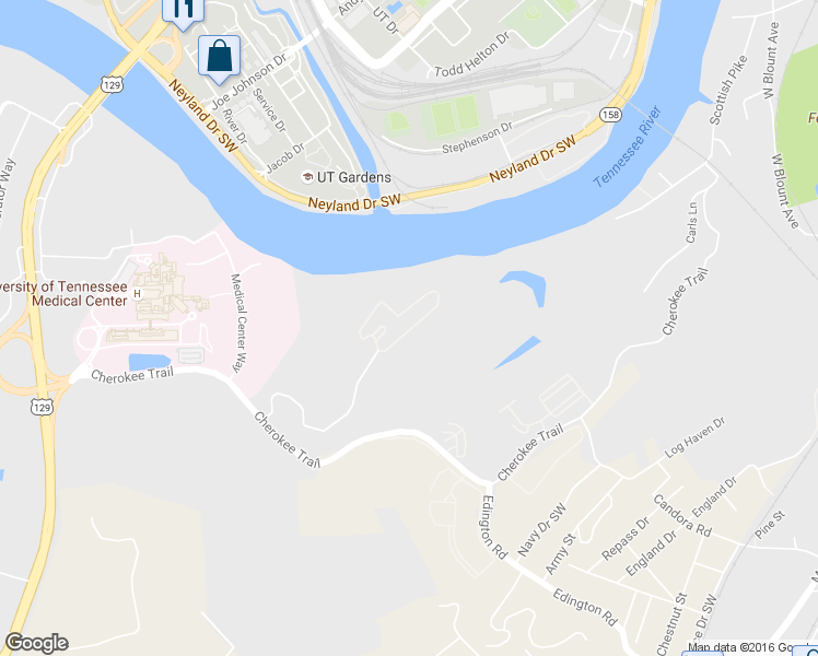 map of restaurants, bars, coffee shops, grocery stores, and more near 2005 Cherokee Bluff Drive in Knoxville