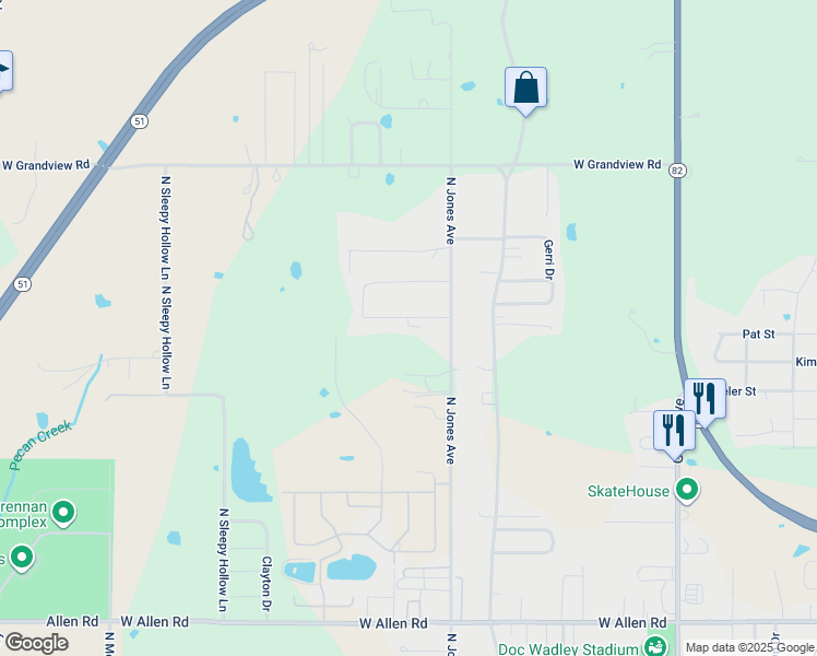 map of restaurants, bars, coffee shops, grocery stores, and more near 1603 North Jones Avenue in Tahlequah