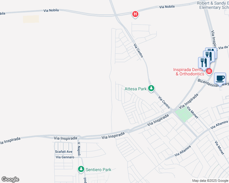 map of restaurants, bars, coffee shops, grocery stores, and more near 3525 Serravalle Ln in Henderson